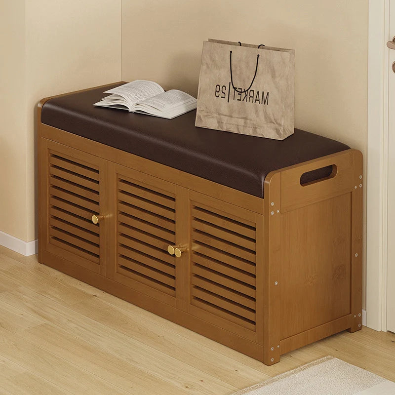 Vintage Shoe Storage Bench with Soft Cushion for Hallway