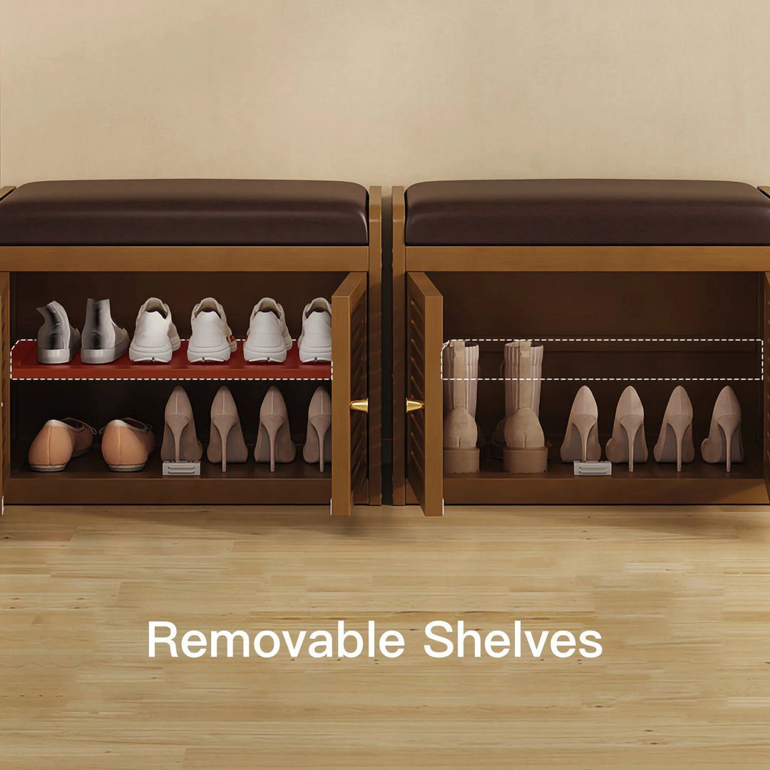 Vintage Shoe Storage Bench with Soft Cushion for Hallway