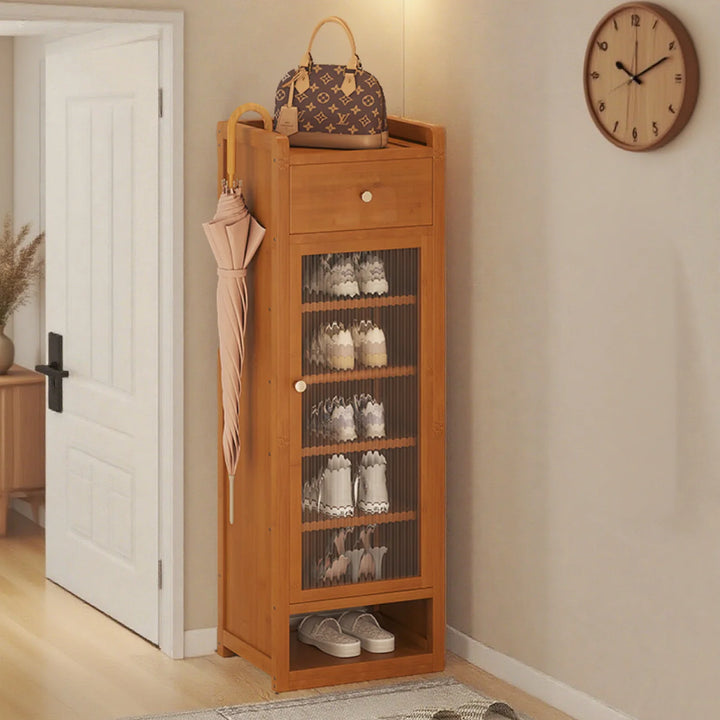 Narrow Multi Tier Shoe Cabinet with Storage Drawer for Entryway