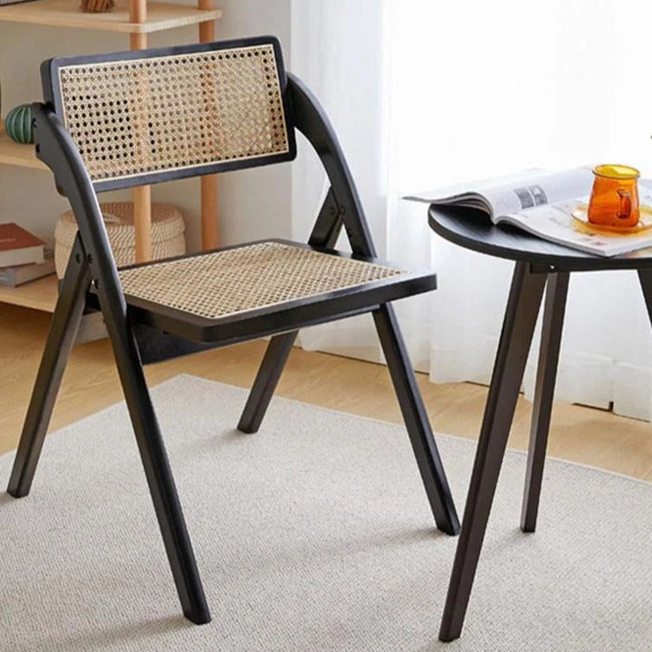 Vintage Rattan Solid Wood Folding Chair
