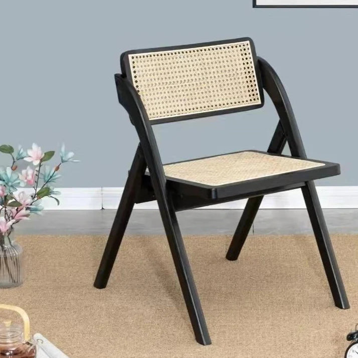 Vintage Rattan Solid Wood Folding Chair