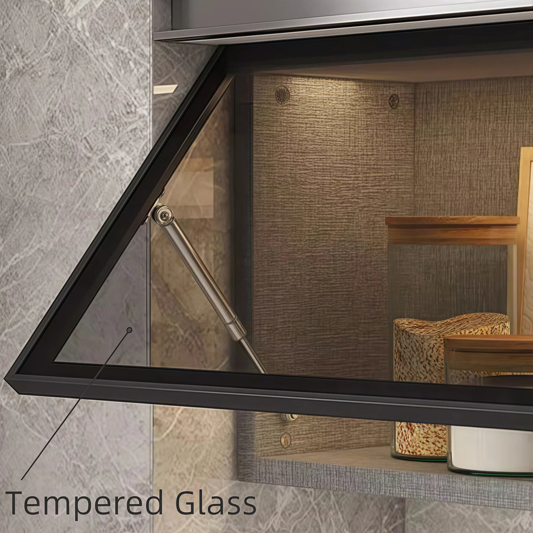 Solid Wood Wall Kitchen Cabinet Simple Glass Rack