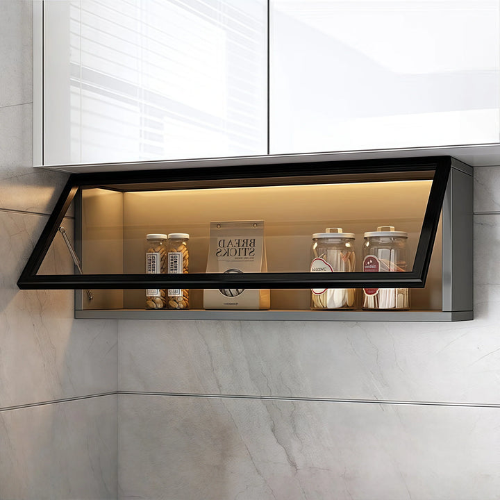 Solid Wood Wall Kitchen Cabinet Simple Glass Rack
