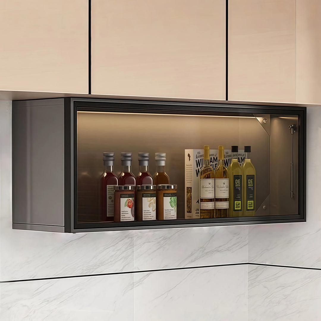 Solid Wood Wall Kitchen Cabinet Simple Glass Rack