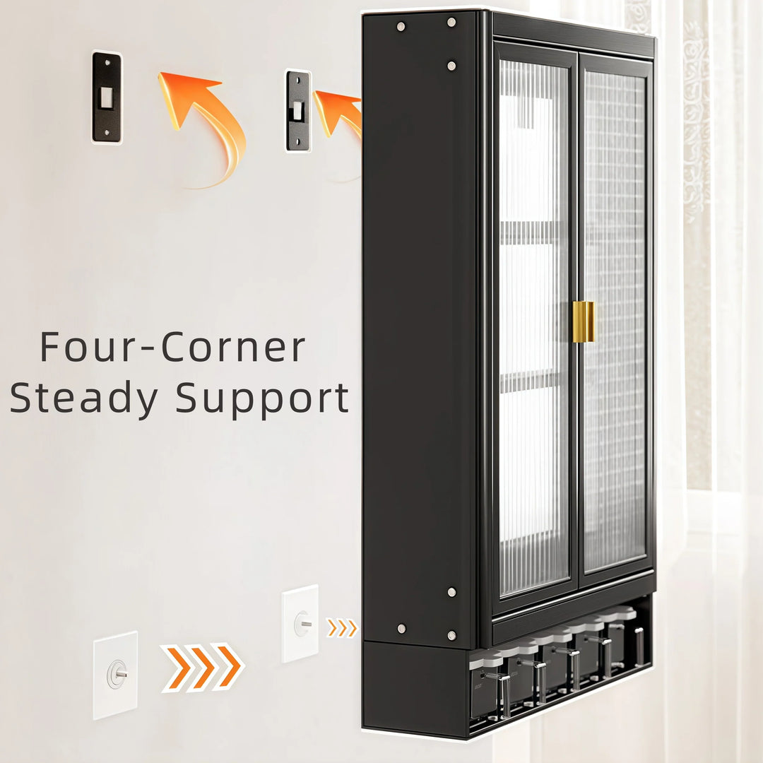 Modern Wall Mounted Spice Cabinet with Adjustable Shelves