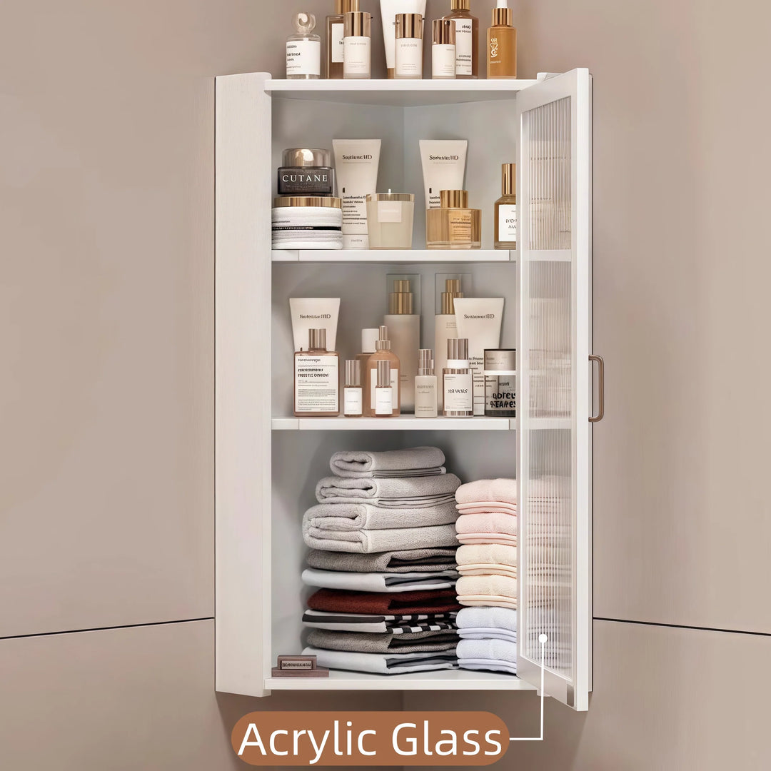 Modern Wall Mounted Corner Storage Cabinet Organizer for Bathroom