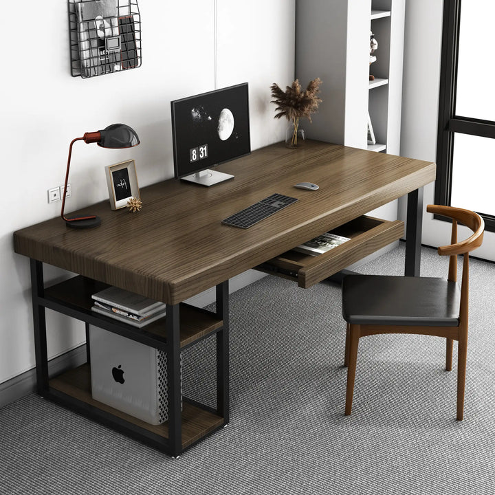 Vintage Wooden Office Desk Computer Table with Drawer