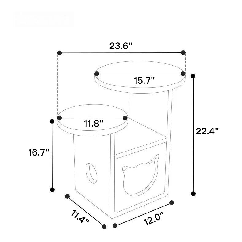 Solid Wood Multi-Functional Side Table with Cat House