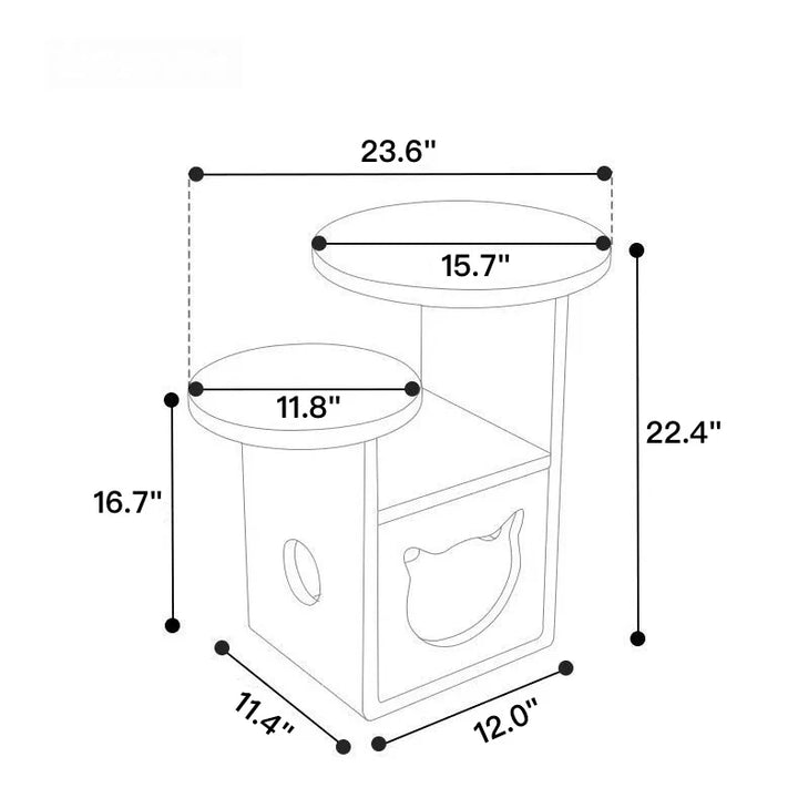 Solid Wood Multi-Functional Side Table with Cat House