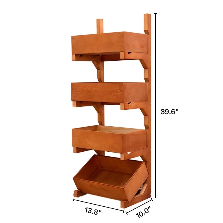 Solid Wood Fruit and Vegetable Storage Rack Organizer for Kitchen