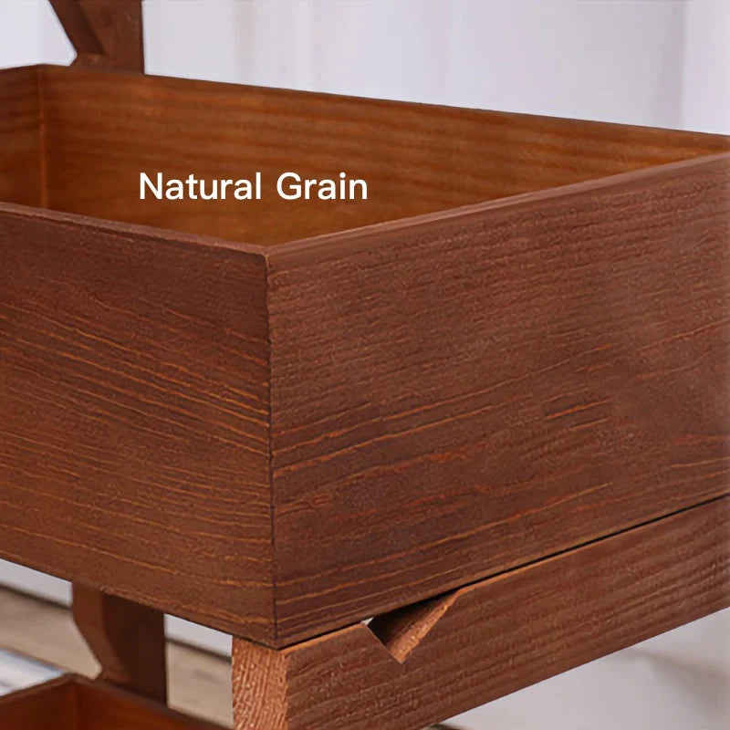 Solid Wood Fruit and Vegetable Storage Rack Organizer for Kitchen