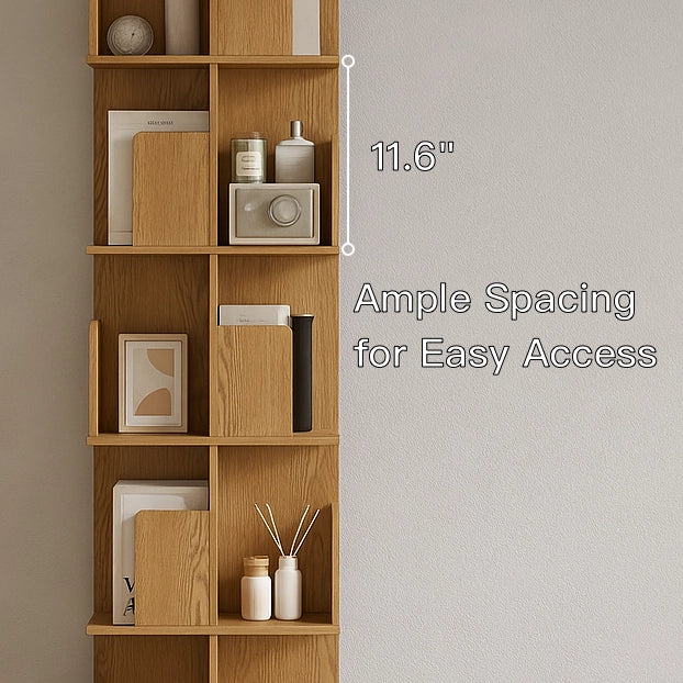 Freestanding Rotating Bookcase Wooden Square Storage Rack