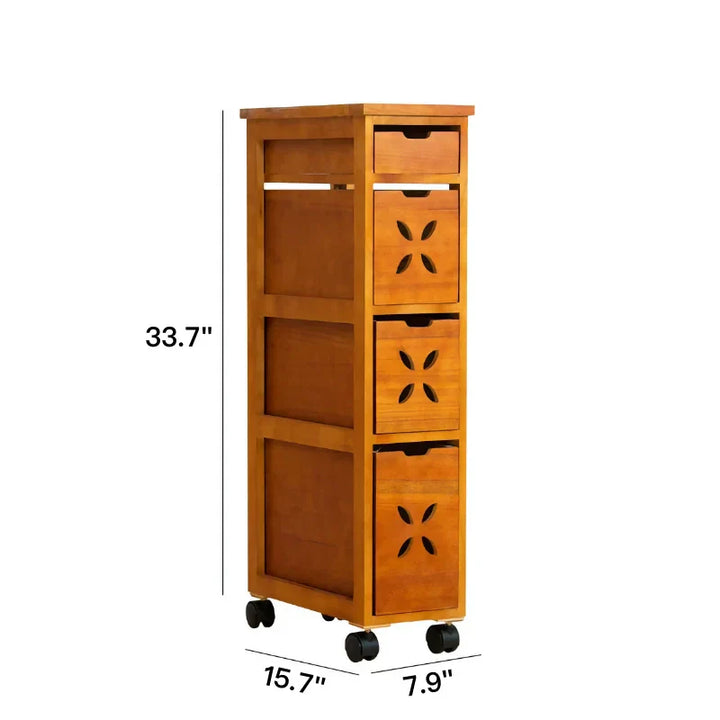 Vintage Wooden Vegetable Storage Cabinet with Multiple Drawers