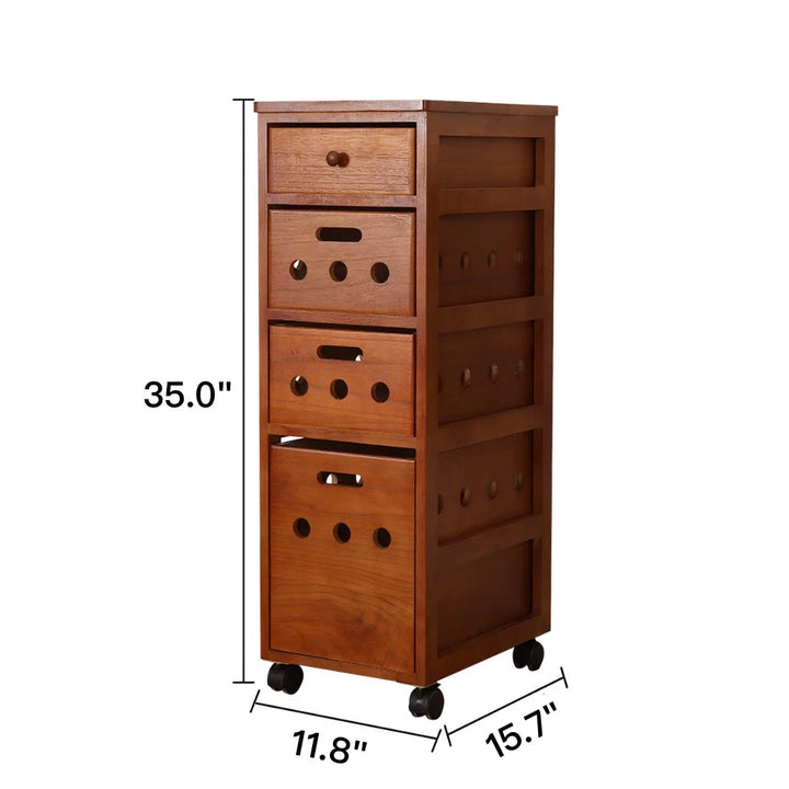 Vintage Wooden Vegetable Storage Cabinet with Multiple Drawers