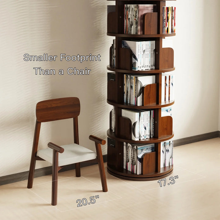Solid Wood 360 Degree Rotating Bookcase Corner Tall Bookshelf