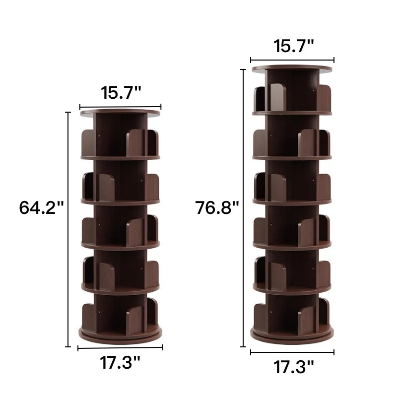 Solid Wood 360 Degree Rotating Bookcase Corner Tall Bookshelf