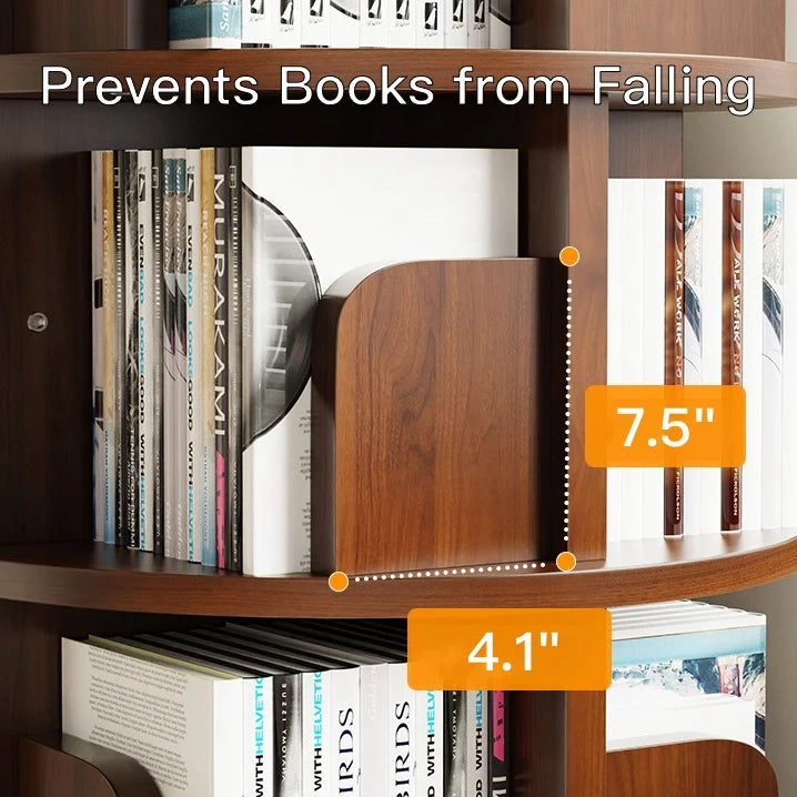 Solid Wood 360 Degree Rotating Bookcase Corner Tall Bookshelf