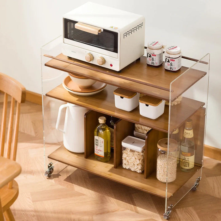 Modern Acrylic Bar Cart Mobile Side Table for Versatile Storage