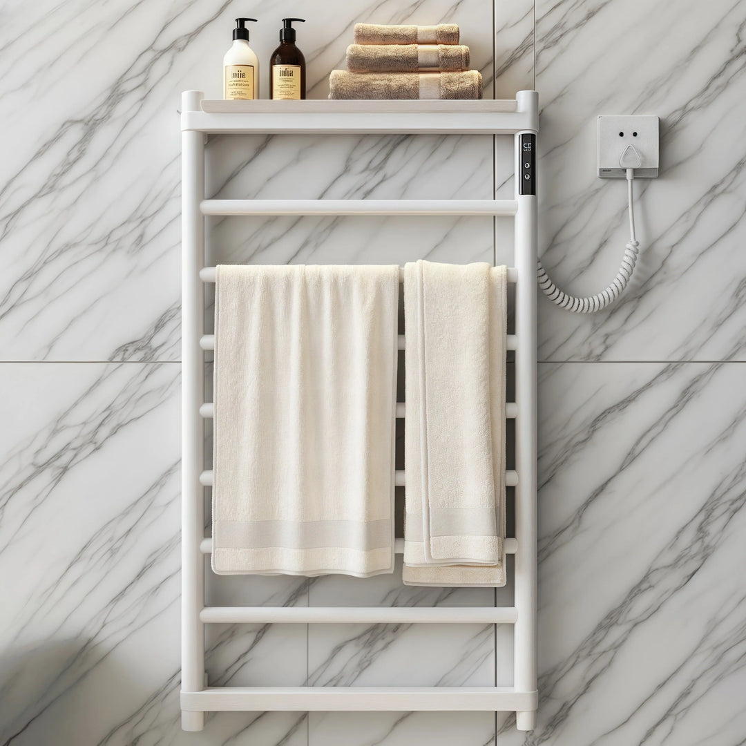 Modern Towel Warmer with Storage Shelf for Bathroom