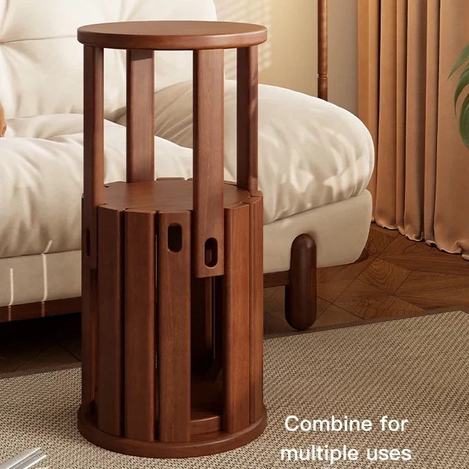 Solid Wood Round Stackable Stool Combination Side Table
