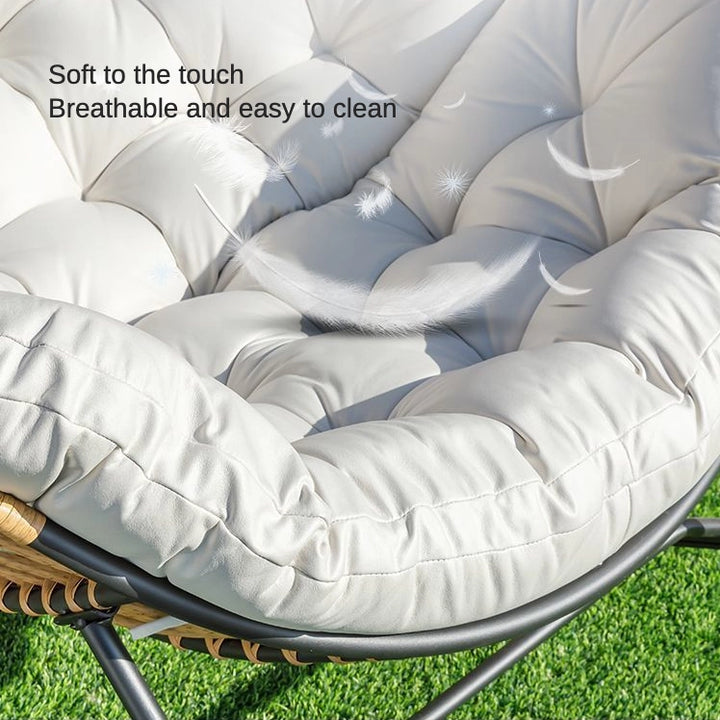 Cushioned Rocking Chair Armchair with Rattan and Metal Base – Zwob