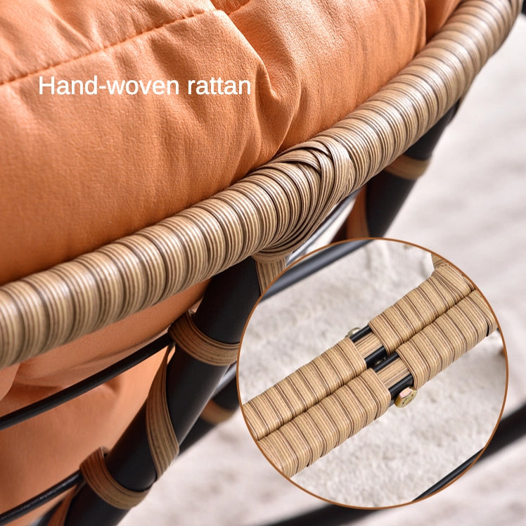 Cushioned Rocking Chair Armchair with Rattan and Metal Base – Zwob