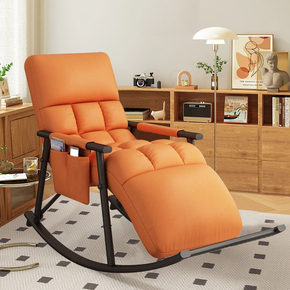 Cushioned Rocking Chair Recliner Armchair with Metal Base – Zwob