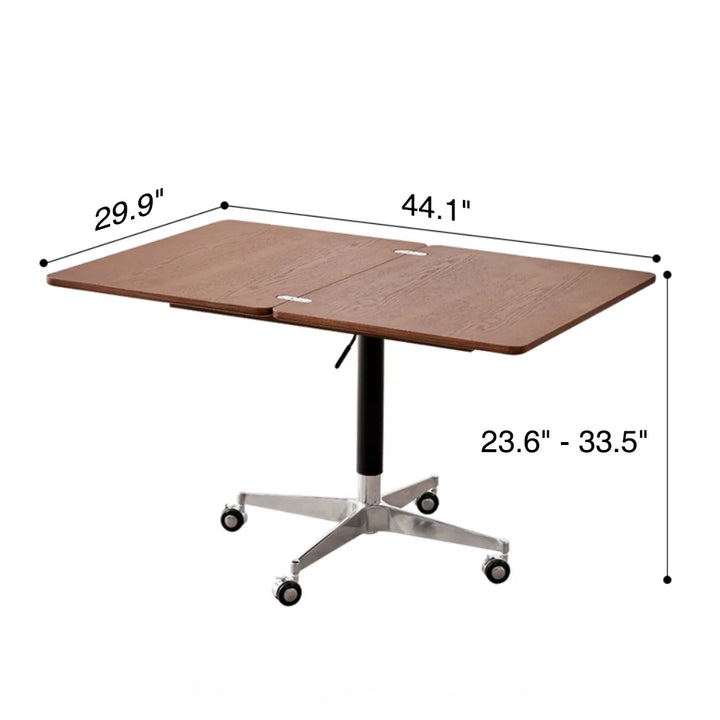 Solid Wood Folding Accent Table Liftable Table with Drawer