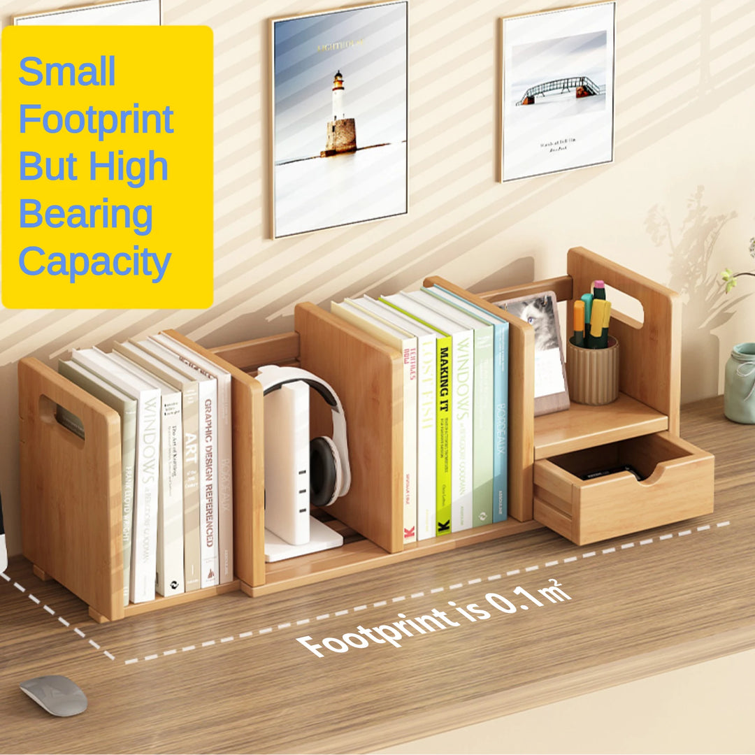Desktop Retractable Organizer Shelf Bookshelf with Drawers – Zwob