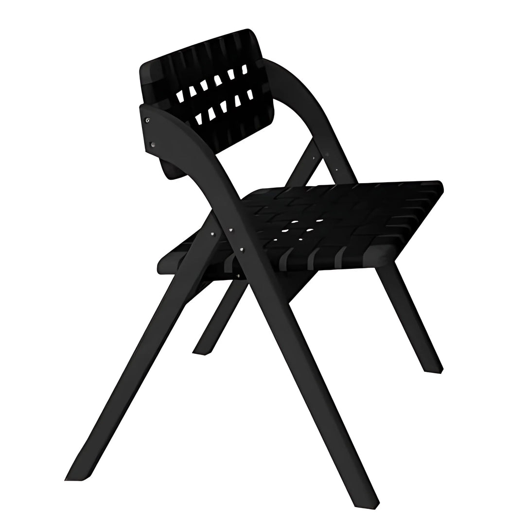 Vintage Solid Wood Folding Chair with Saddle Leather