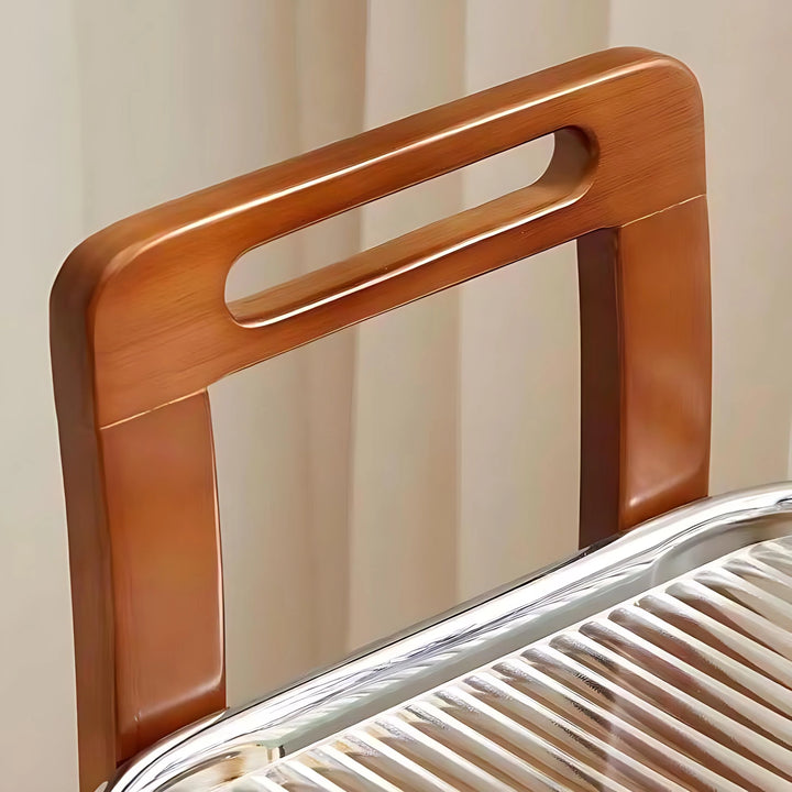 Mid-Century Solid Wood and Glass Rolling Cart for Living Room