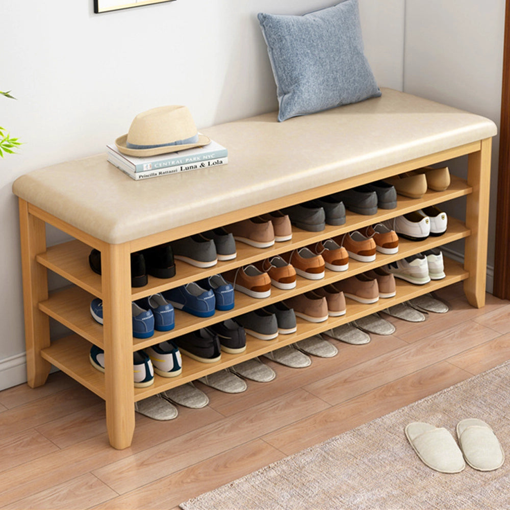 Entryway Solid Wood Shoe Storage Bench Multi-tier Shoe Rack – Zwob