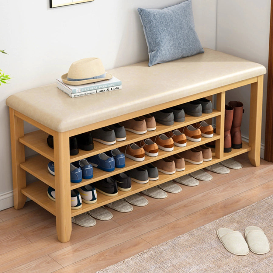 Entryway Solid Wood Shoe Storage Bench Multi tier Shoe Rack