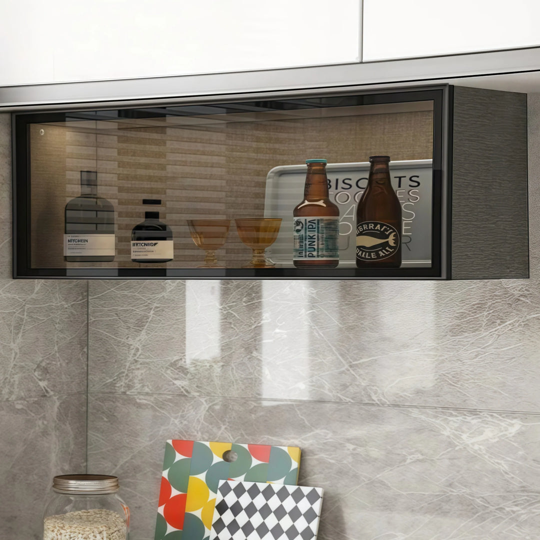 Solid Wood Wall Kitchen Cabinet Simple Glass Rack