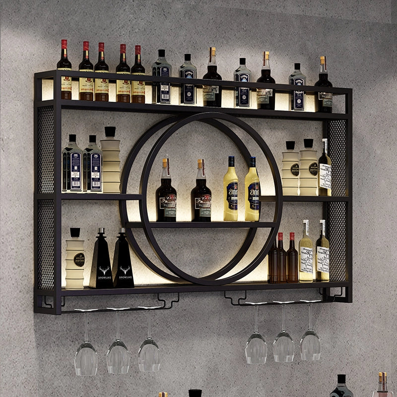 Industrial Wall Mounted Metal Wine Rack with Bottle Rack – Zwob