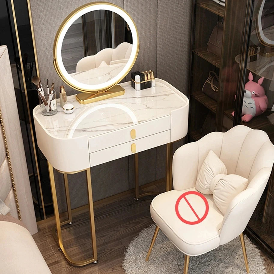 Modern Faux Marble Makeup Vanity with Smart Mirror with Lights