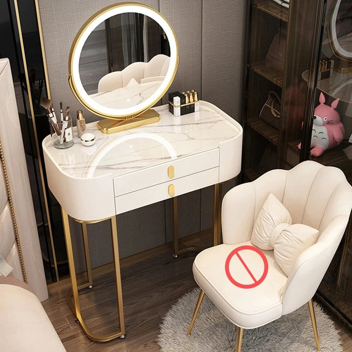 Modern Faux Marble Makeup Vanity with Smart Mirror with Lights