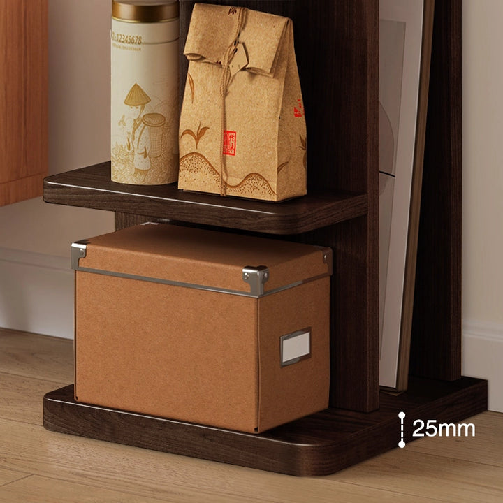 9-Shelf Wood Corner Bookshelf Narrow Bookcase with Storage