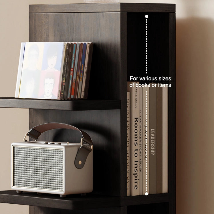 9-Shelf Wood Corner Bookshelf Narrow Bookcase with Storage