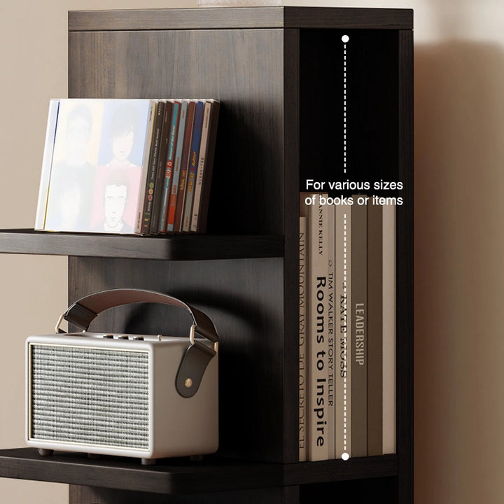9-Shelf Wood Corner Bookshelf Narrow Bookcase with Storage