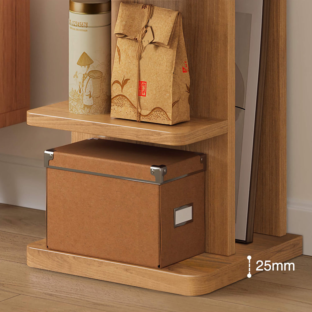 Narrow Wooden Corner Bookshelf 9-Shelf Bookcase with Storage