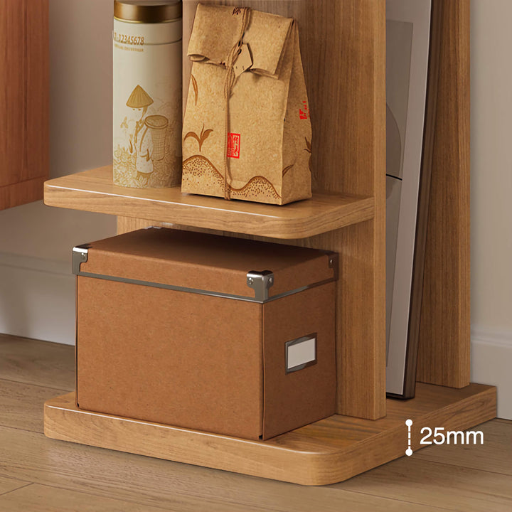 Narrow Wooden Corner Bookshelf 9-Shelf Bookcase with Storage