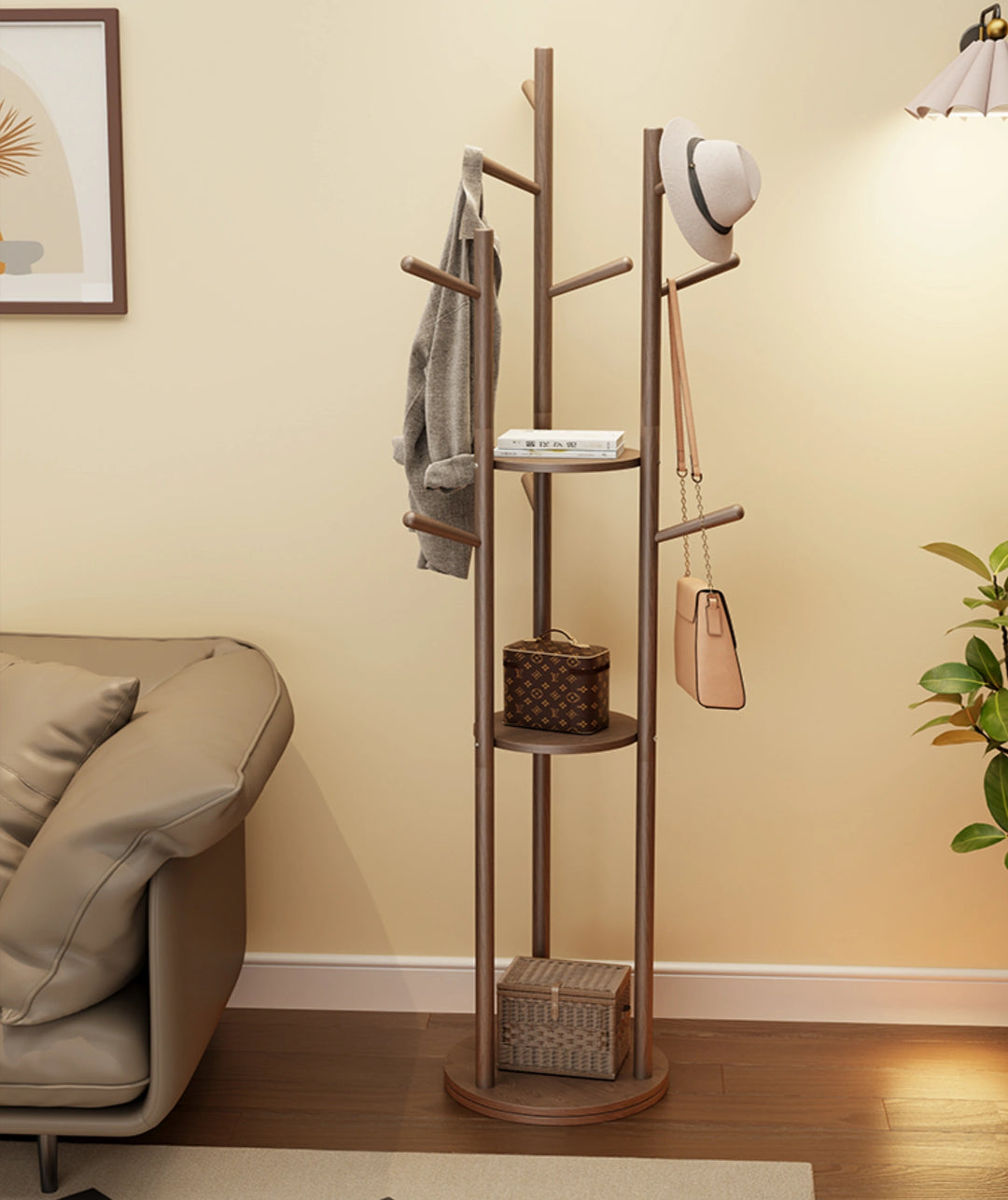 Rotatable Solid Wood Clothing Storage Rack Vertical Coat Rack – Zwob