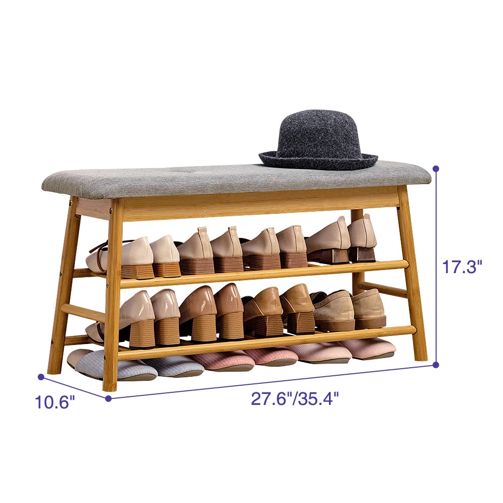 Shoe Storage Bench with Flip-Up Storage Padded Cushion