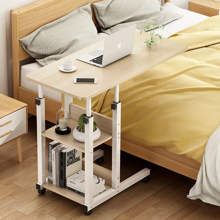 Foldable Side Table Height Adjustable Bedside Table with Wheels