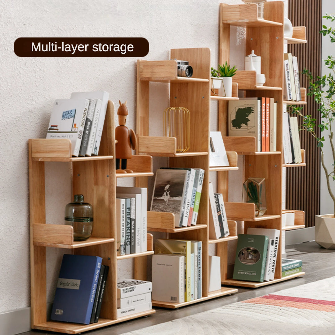 Multi-Shelf Solid Wood Bookshelf Modern White Bookcase – Zwob