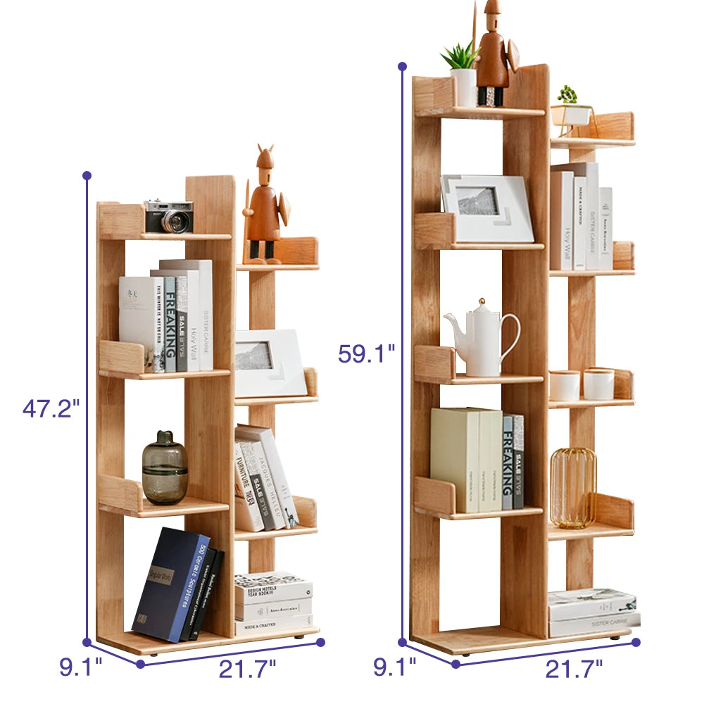 Multi-Shelf Solid Wood Bookshelf Modern White Bookcase – Zwob