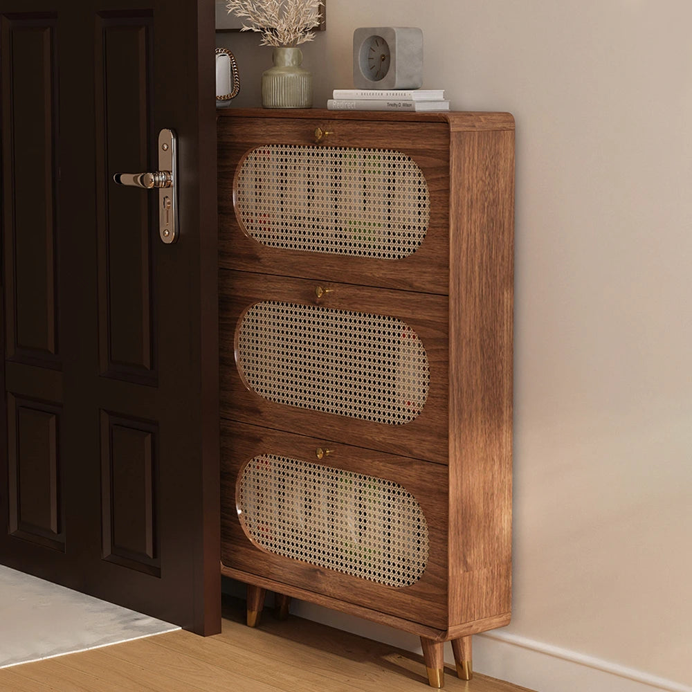 Wooden Tipping Bucket Shoe Rack Vertical Shoe Cabinet for Mudroom – Zwob