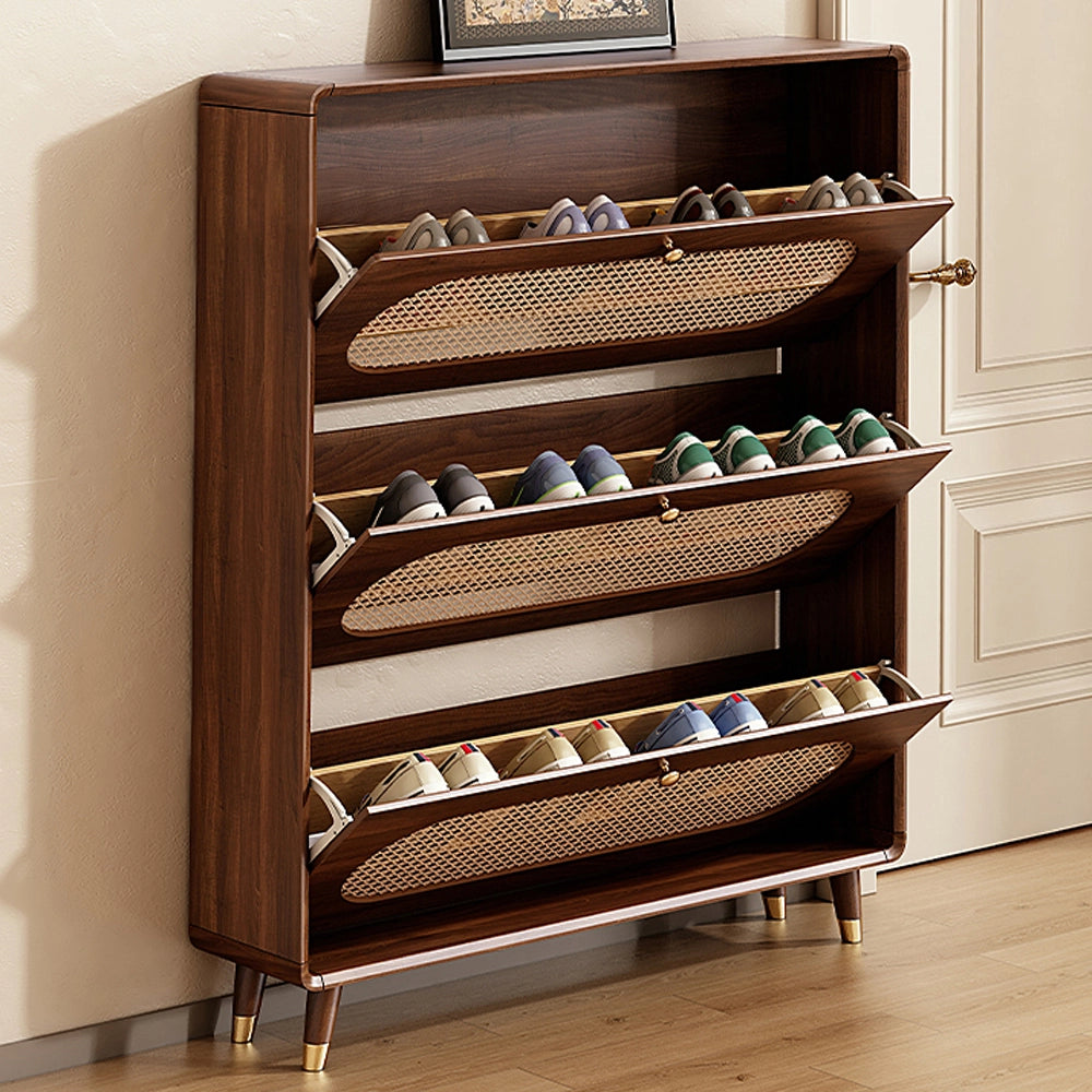 Wooden Tipping Bucket Shoe Rack Vertical Shoe Cabinet for Mudroom – Zwob