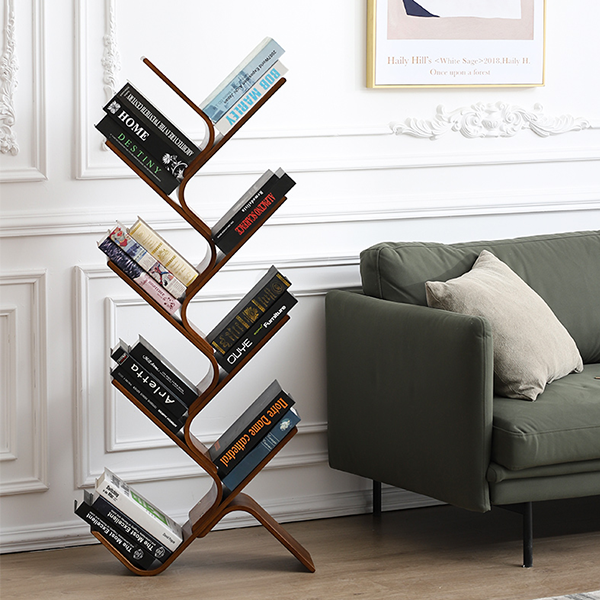 Wooden Designer Bookshelf Modern Corner Bookcase